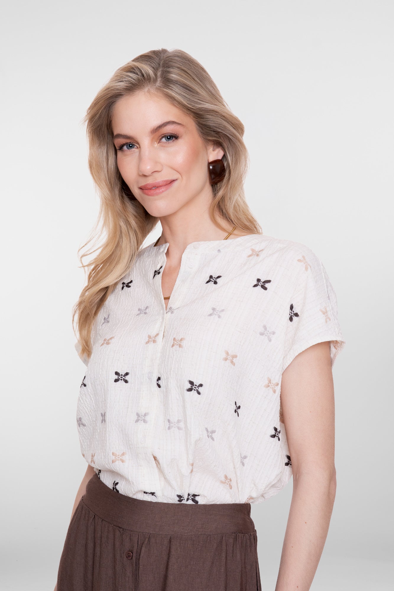 Blouse 63444-20 - 720 Sand/ Off-white