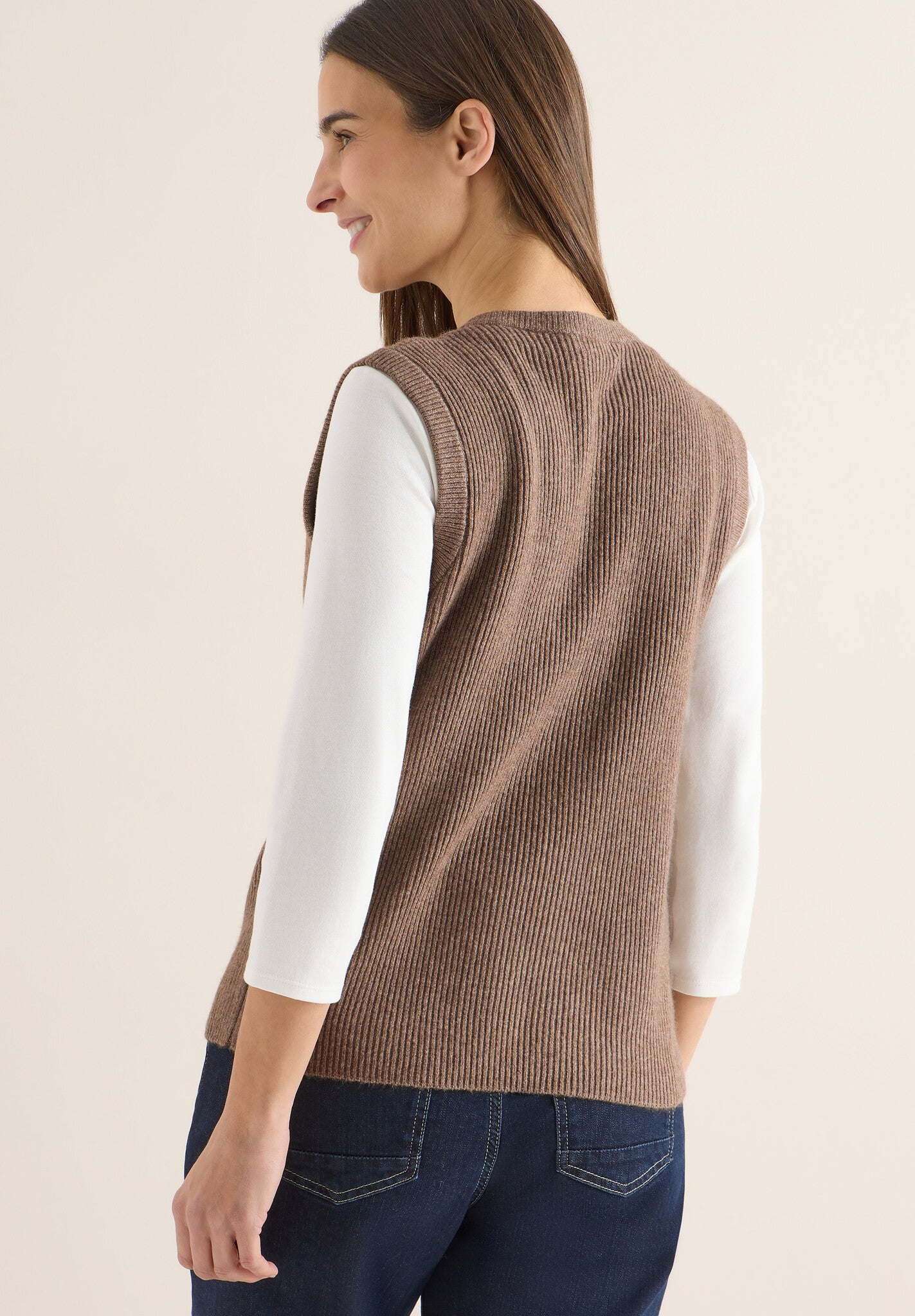 Cecil Gilet Rib 254114 - 17571 Urban Taupe Melange