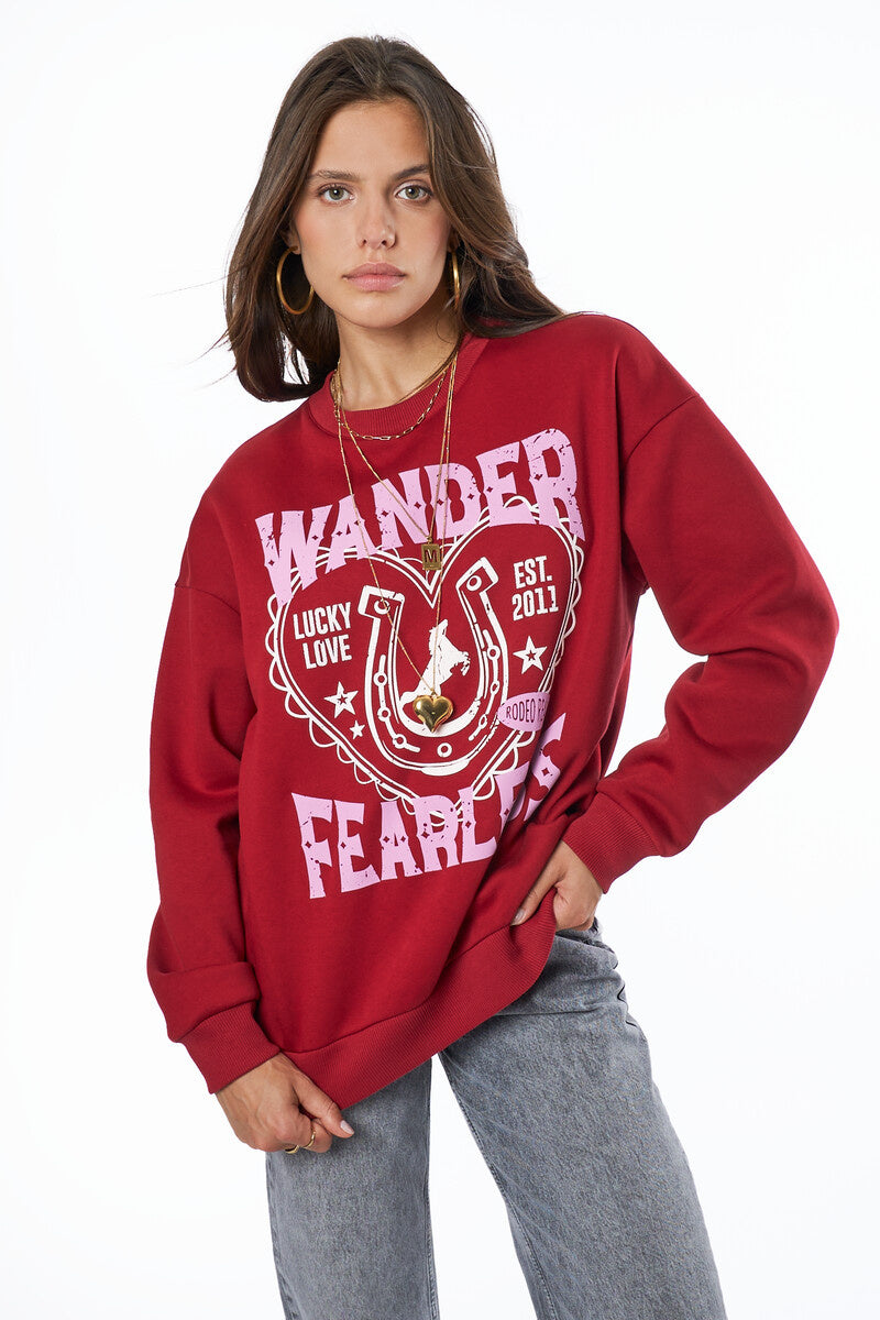My Jewellery Sweater "Wander Fearless" MJ14363-0275 - Donkerrood