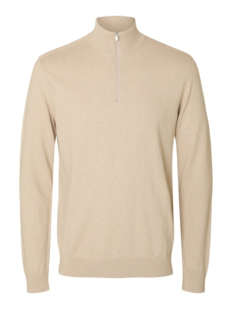 selected Half Zip Trui SLHBERG 16074687 - Oatmeal