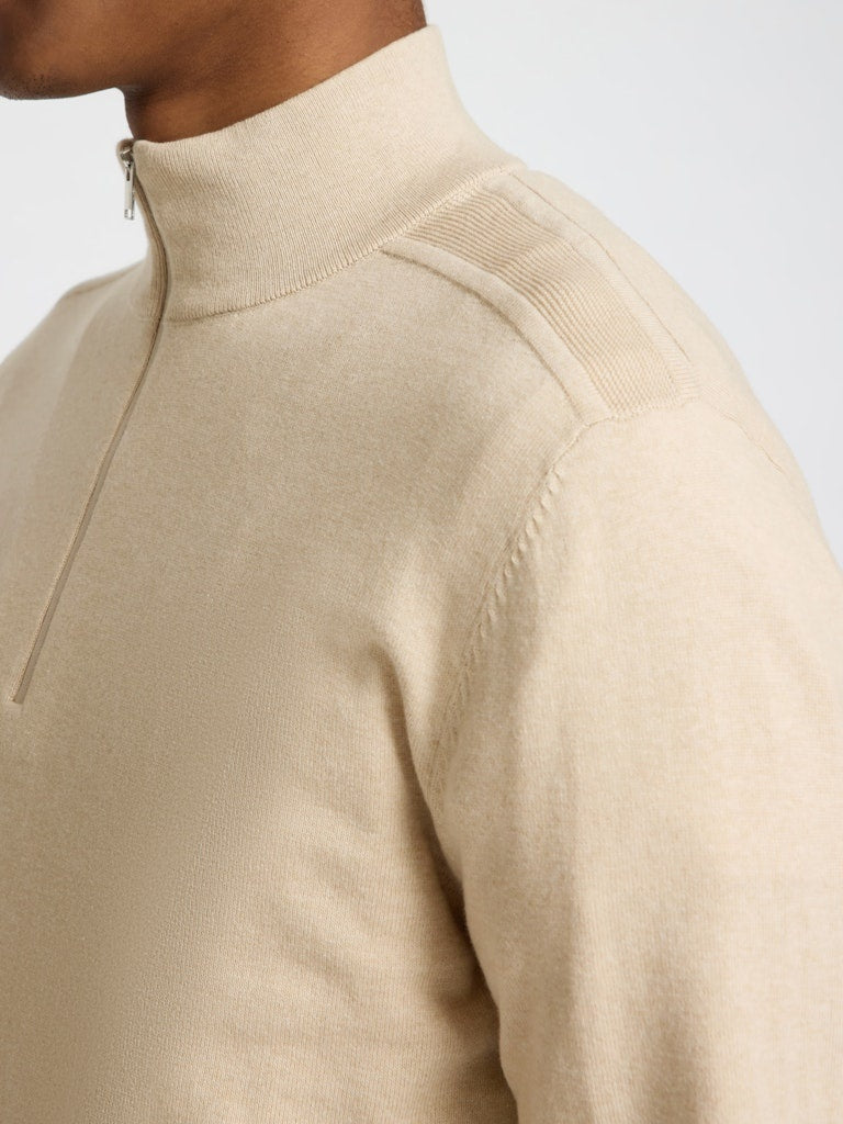 selected Half Zip Trui SLHBERG 16074687 - Oatmeal