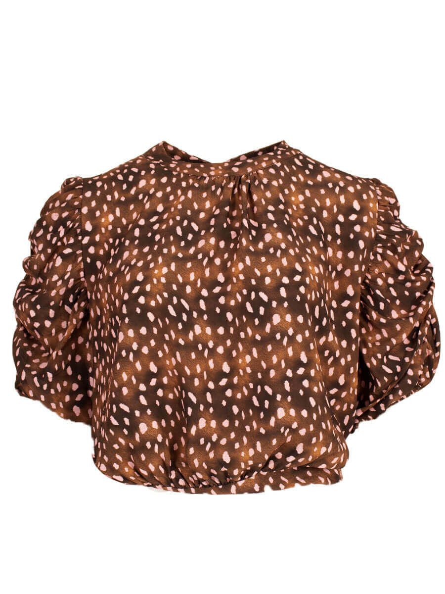 Azzurro Blouse A-5573 - Dark Brown/Pink