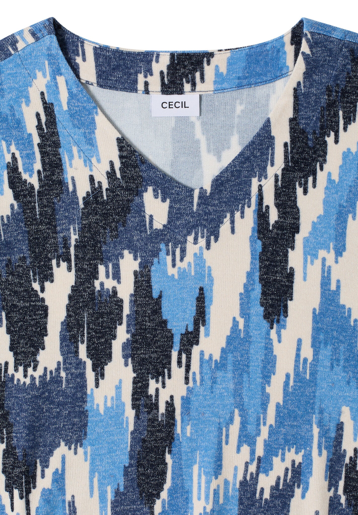 Cecil Dunne trui Lange Mouw V-Neck 324651 - 35513 Universal Blue Melange