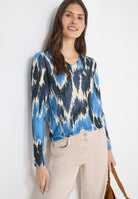 Cecil Dunne trui Lange Mouw V-Neck 324651 - 35513 Universal Blue Melange