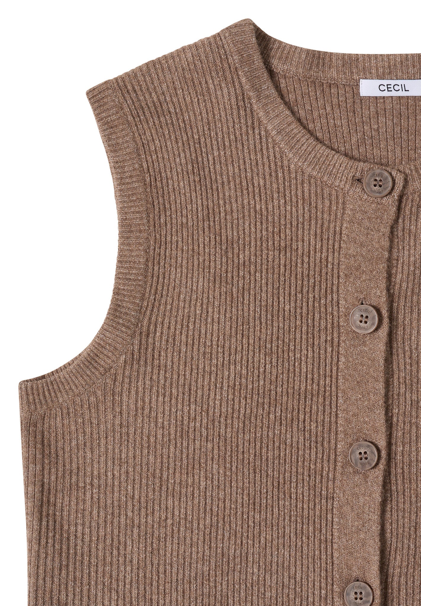 Cecil Gilet Rib 254114 - 17571 Urban Taupe Melange
