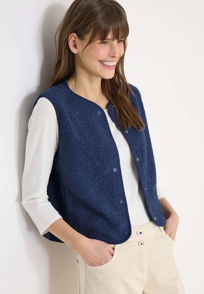 Cecil Gilet Teddy 220309 - 17473  Sporty Denim Blue