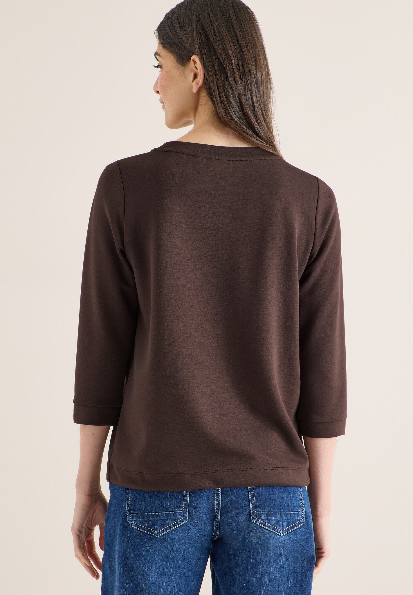 Cecil T-Shirt Driekwart Mouw 324663 - 17493  Macchiato Brown