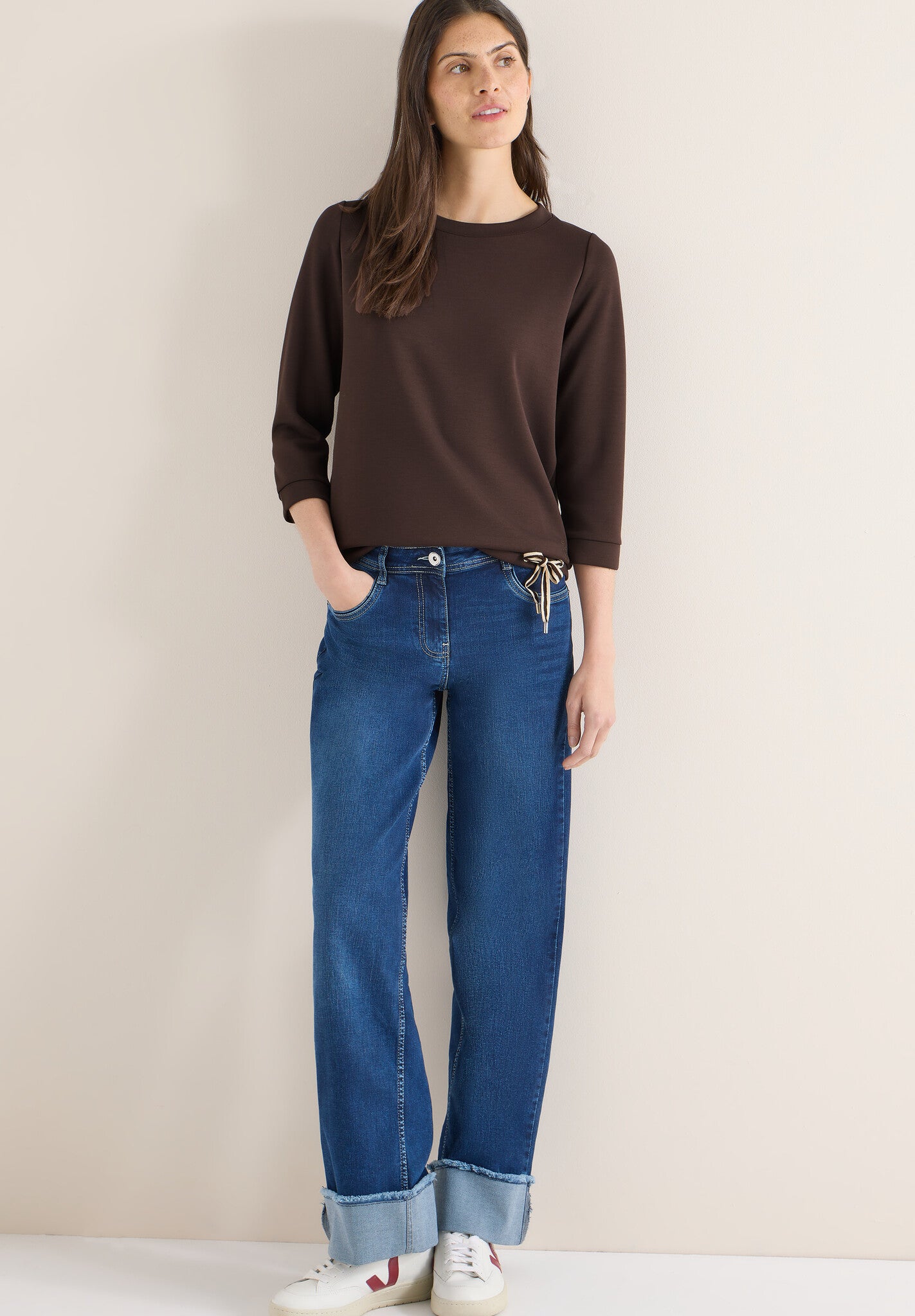Cecil T-Shirt Driekwart Mouw 324663 - 17493  Macchiato Brown