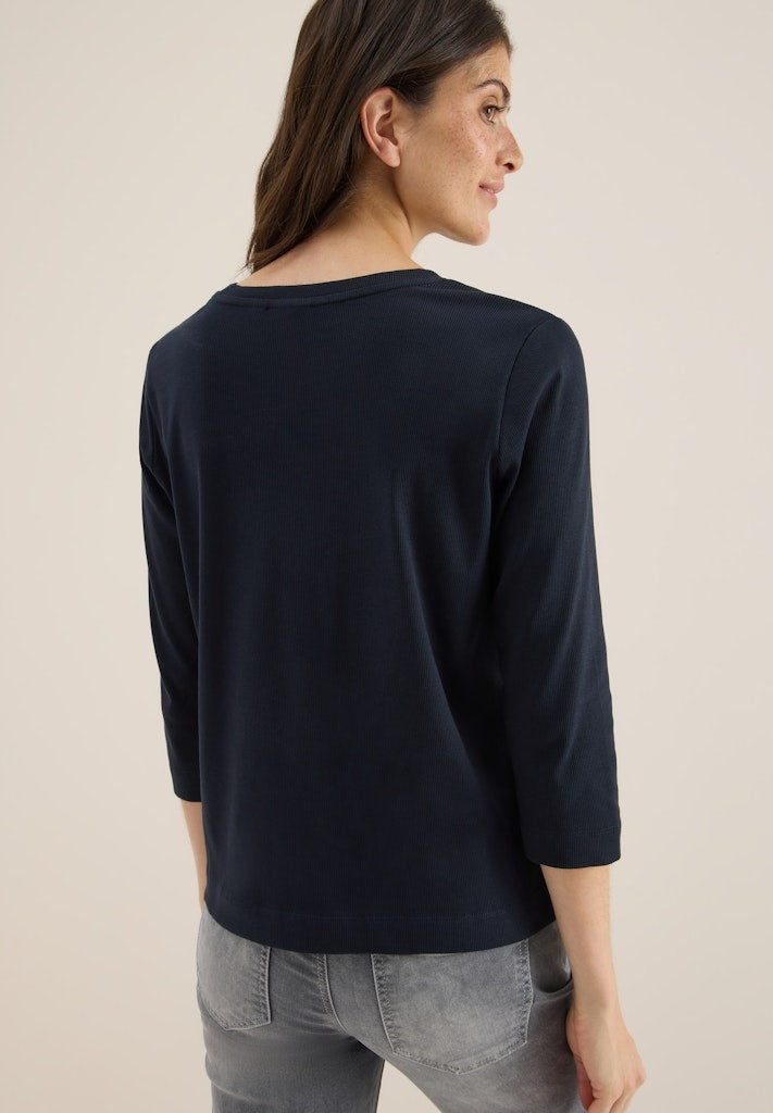 Cecil T-shirt NOS Solid Rib - 16831 Urban Dark Blue