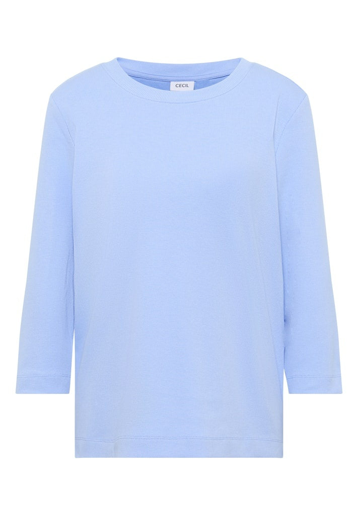 Cecil T-shirt NOS Solid Rib - 17339 Sporty Light Blue