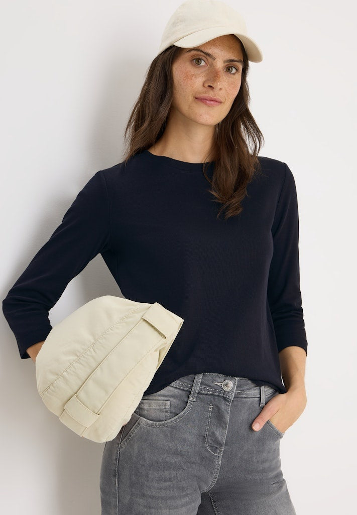 Cecil T-Shirt Rib 323887 - 16831 Urban Dark Blue
