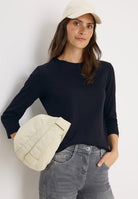 Cecil T-Shirt Rib 323887 - 16831 Urban Dark Blue