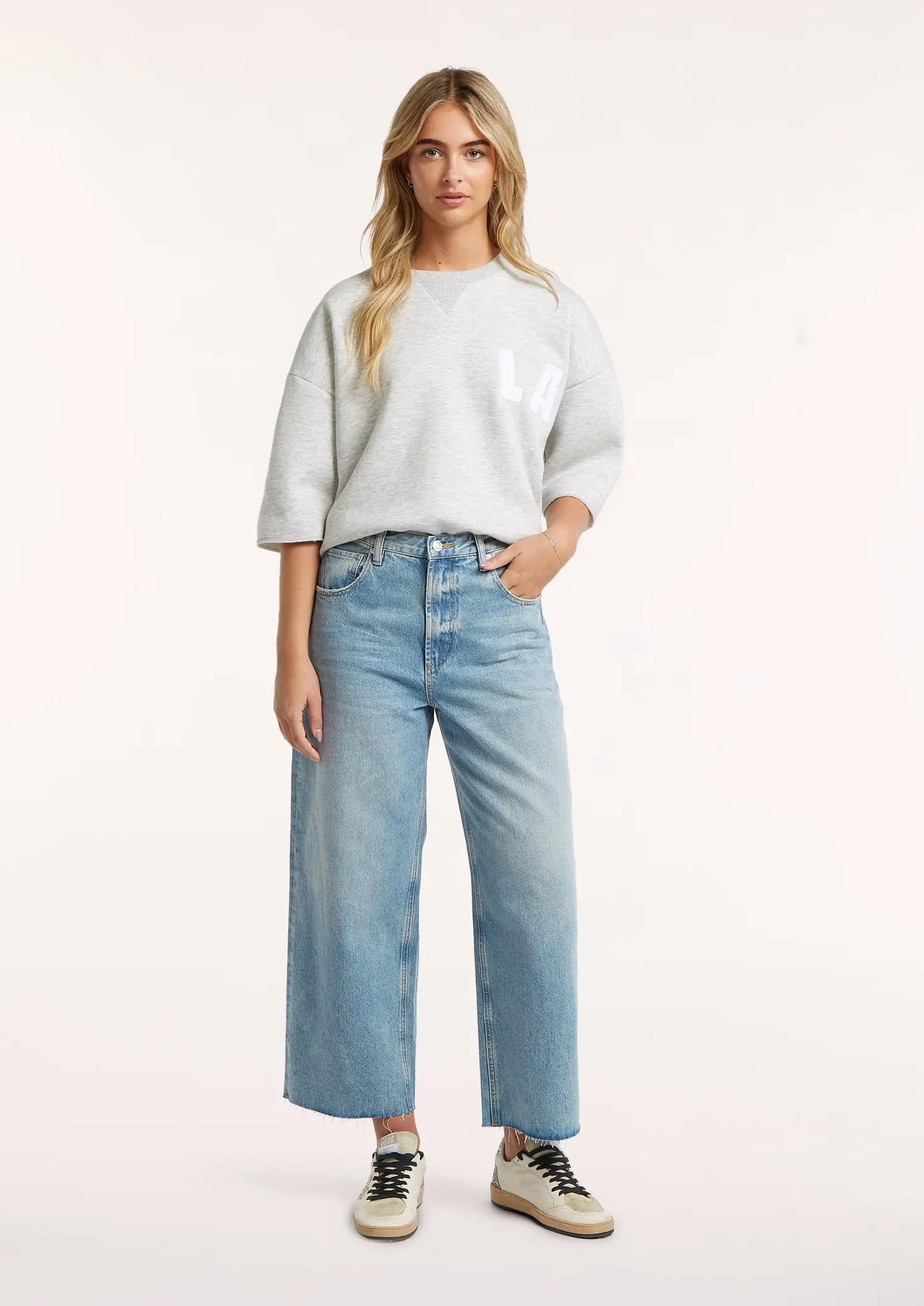 Cropped Wide Leg Jeans Boston S26_16_ - 3054 Sea Note Blue Wash
