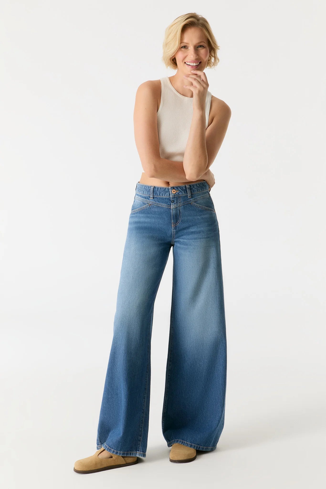 Cup of Joe Wide Leg Jeans Hazel - Medium Blue
