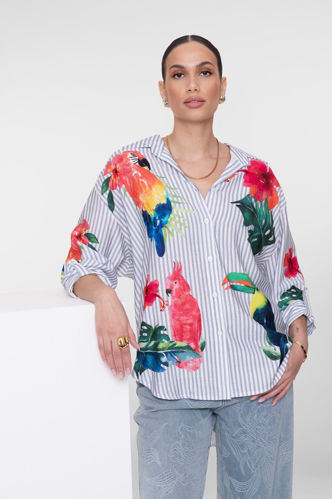 Geisha Blouse 63162-70 - 600 Light Blue/Off White