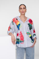 Geisha Blouse 63162-70 - 600 Light Blue/Off White
