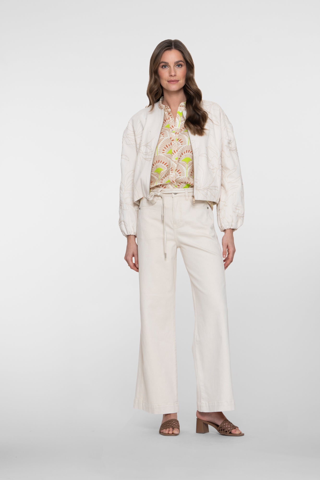 Geisha Broek 61013-10 - 718 Ecru Raw Linen Mix 
