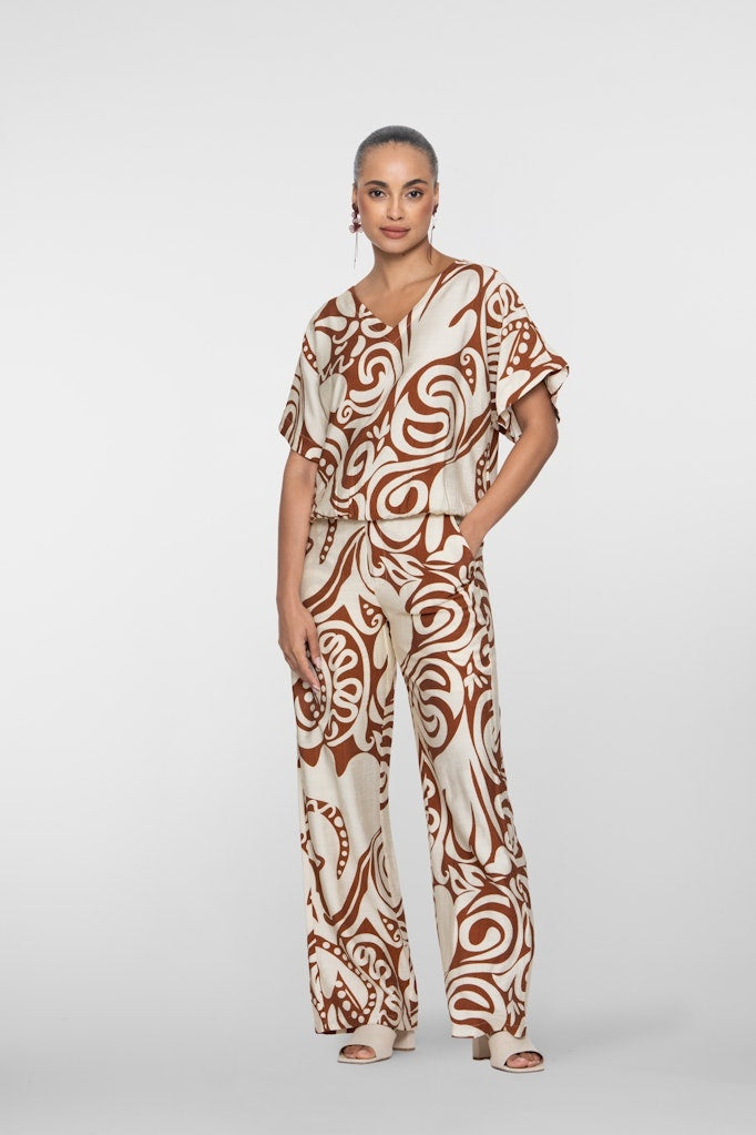 Geisha Broek 61401-26 - 760 Ecru/Tabacco