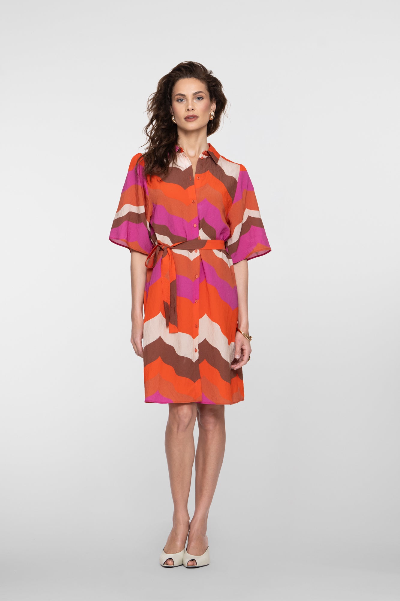 Geisha Jurk 67103-20 - 718 Ecru/Brown/Cassis