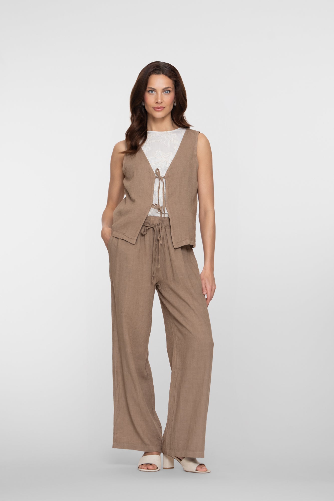 Geisha Linnen Broek 61374-70 - 735 Camel