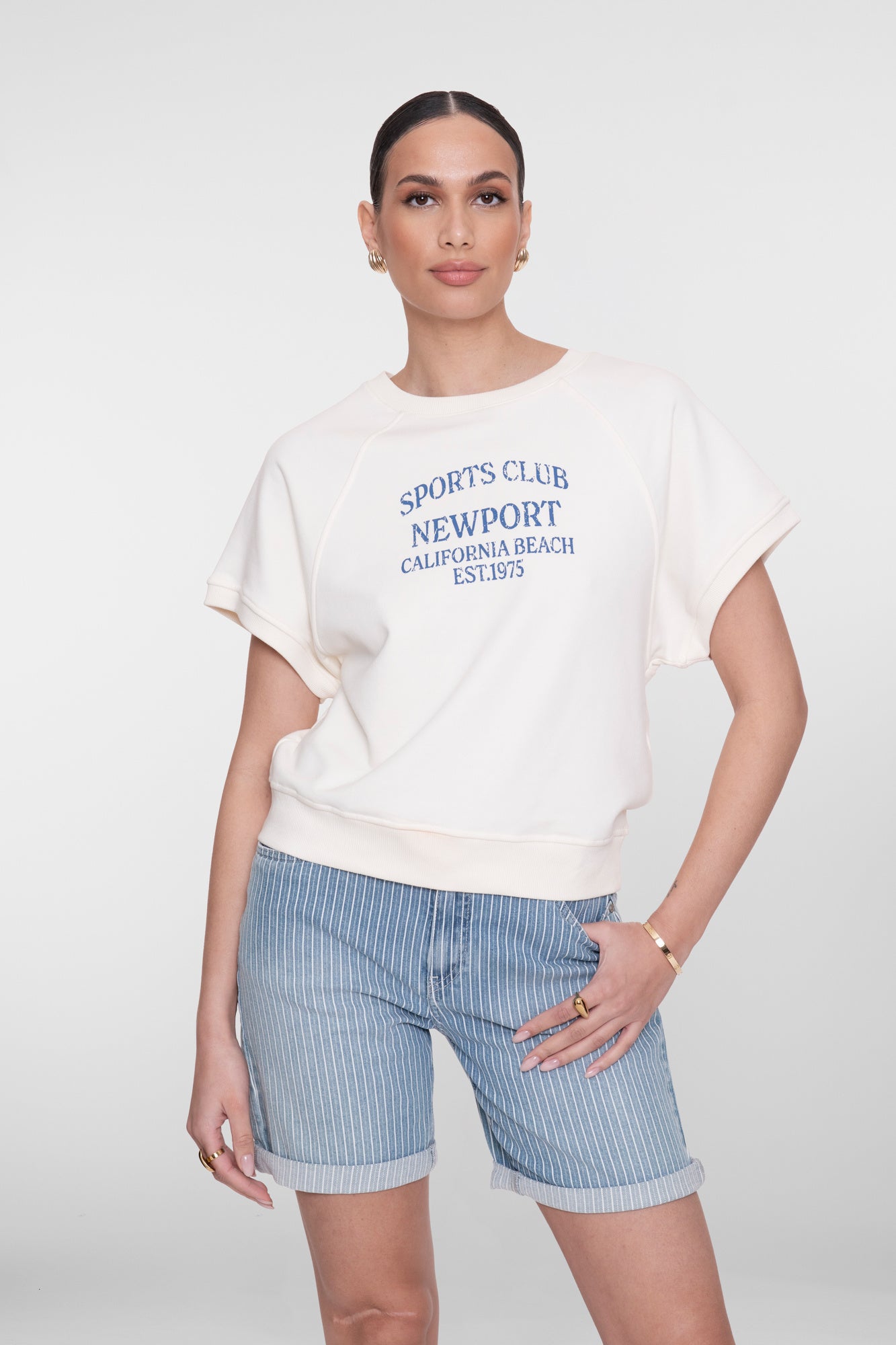 Geisha T-Shirt 62046-41 - 10 Off White/Jeans Blue