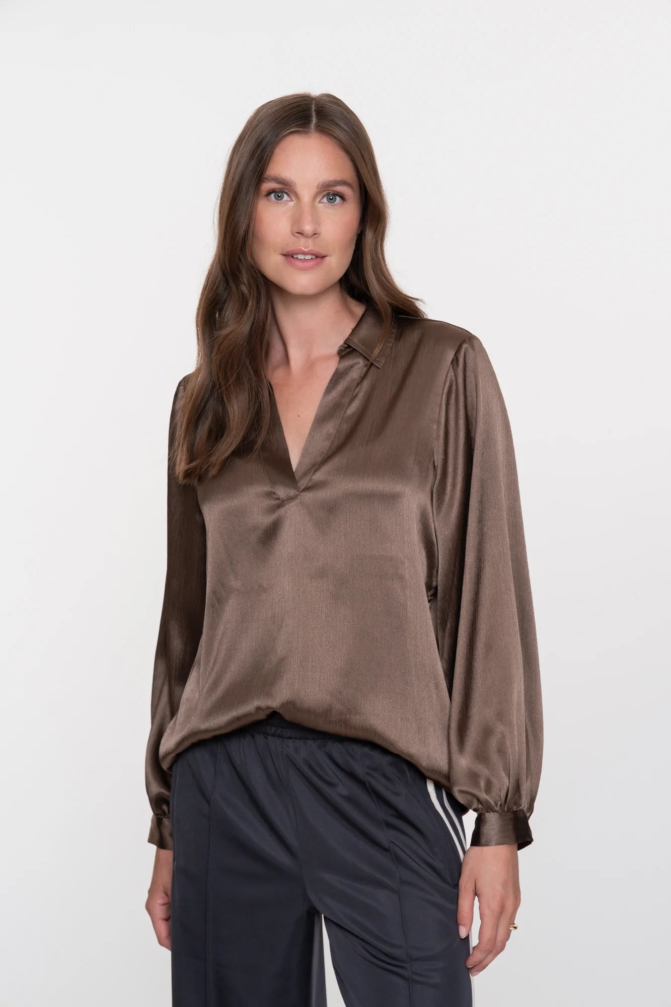 Geisha Top satijn  53860-14 - Brown