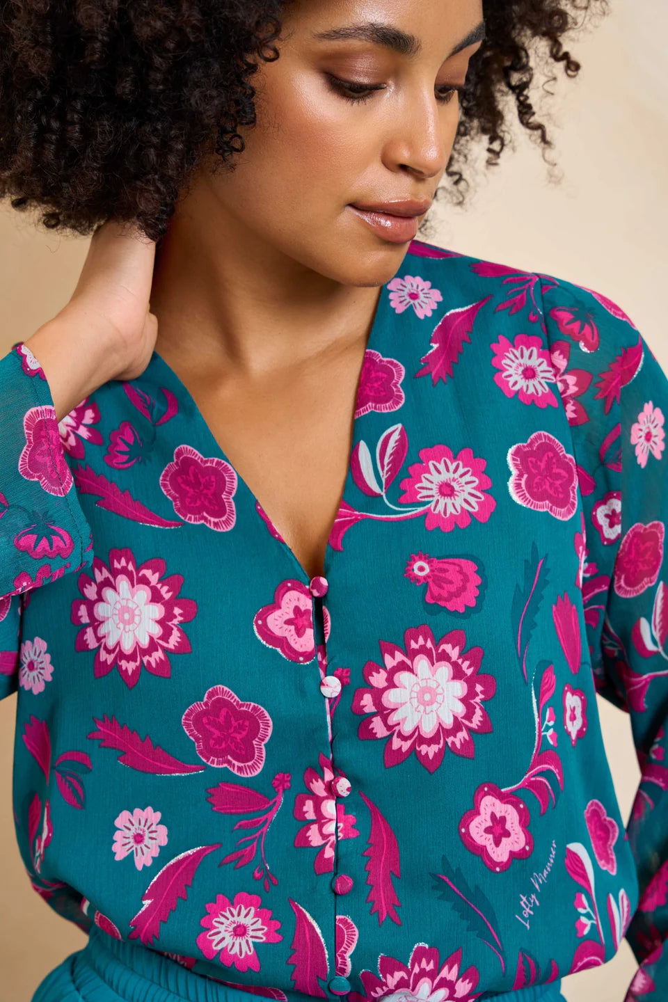Lofty manner Blouse Meva RB13  - 704 Silver Flower