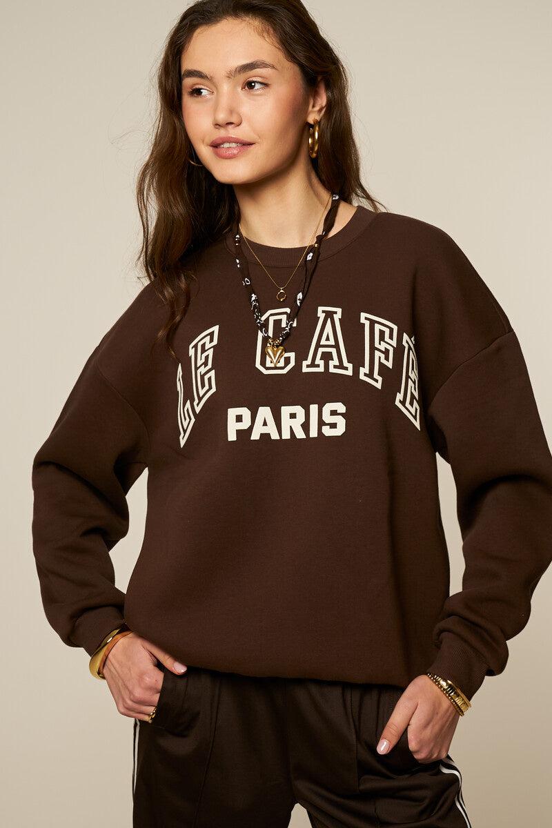 My Jewellery Sweater 'Le cafe Paris' MJ15647-0100 - Bruin