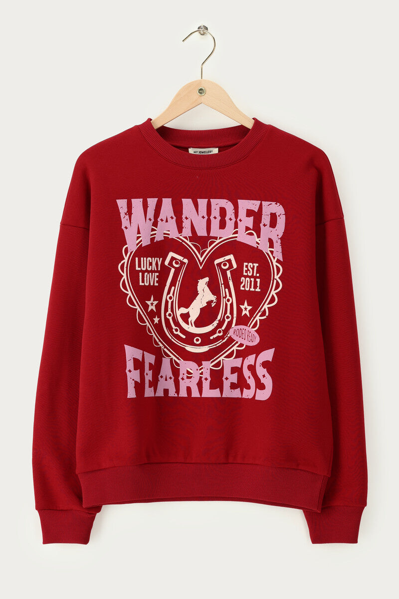 My Jewellery Sweater "Wander Fearless" MJ14363-0275 - Donkerrood