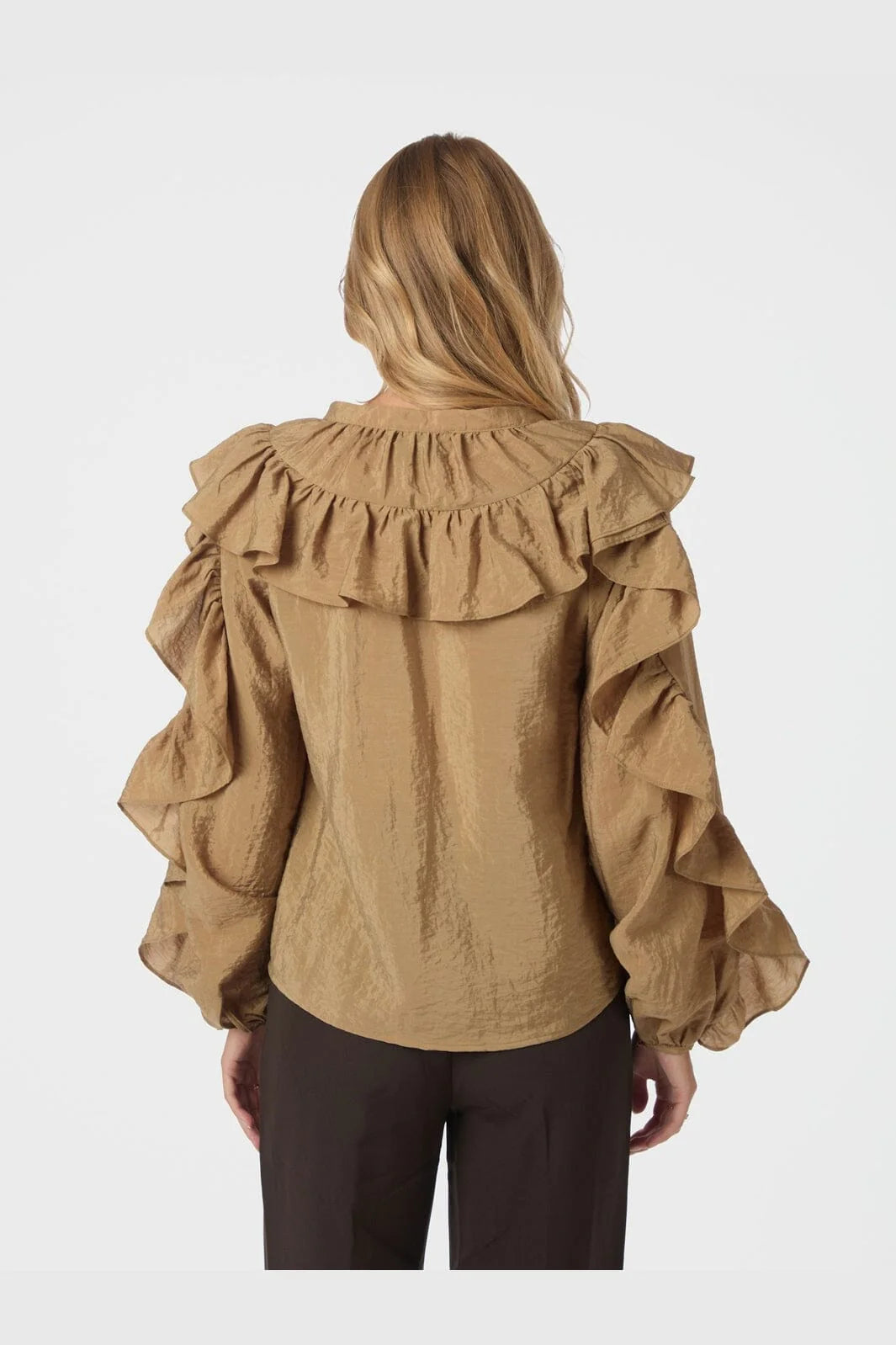 Neo Noir Blouse 167525 Nula Flounce Crisp - 125 Dark Sand