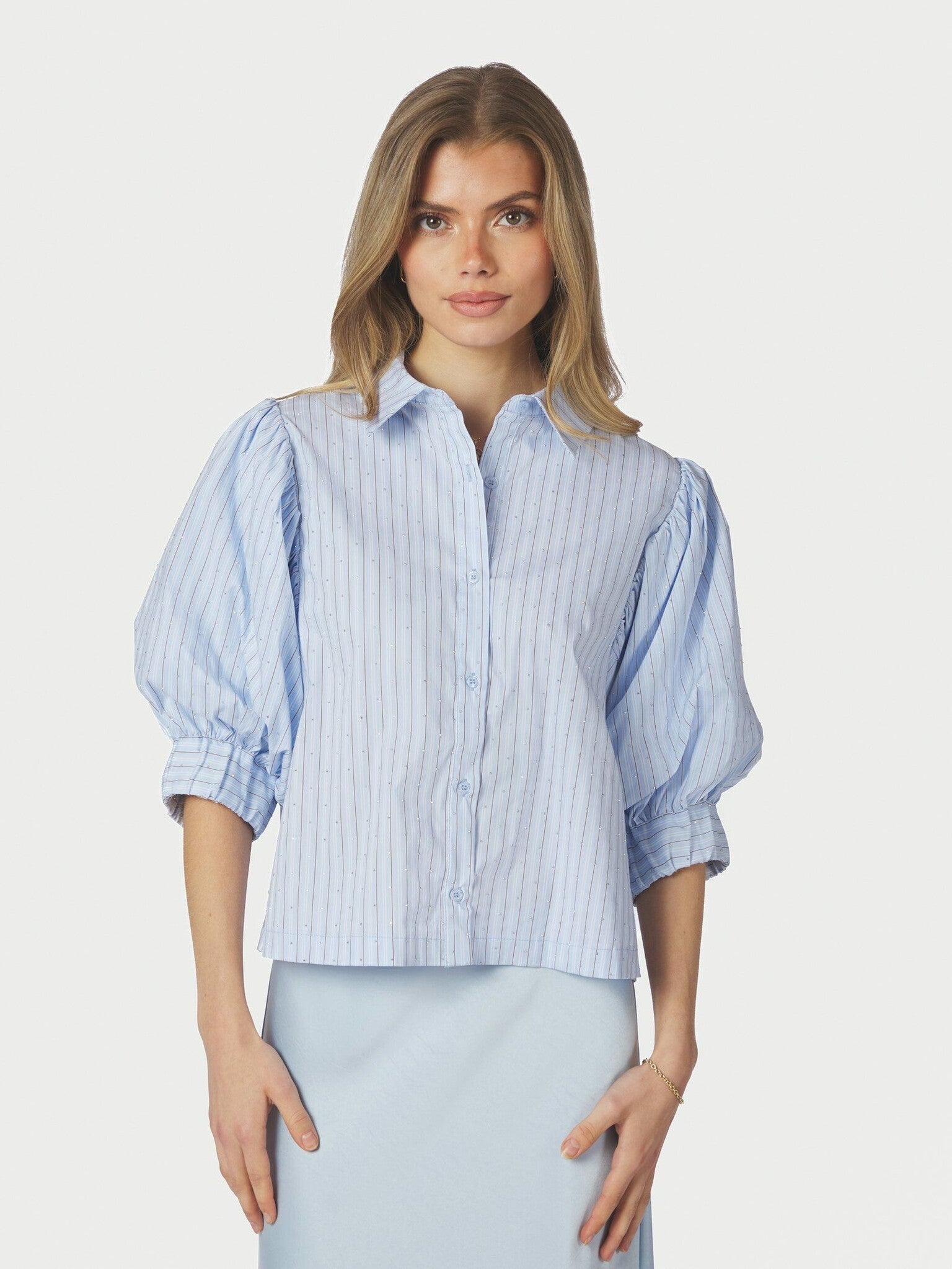 Neo Noir Blouse 168625 Etta Stripe Stone Shirt - 145 Light Blue