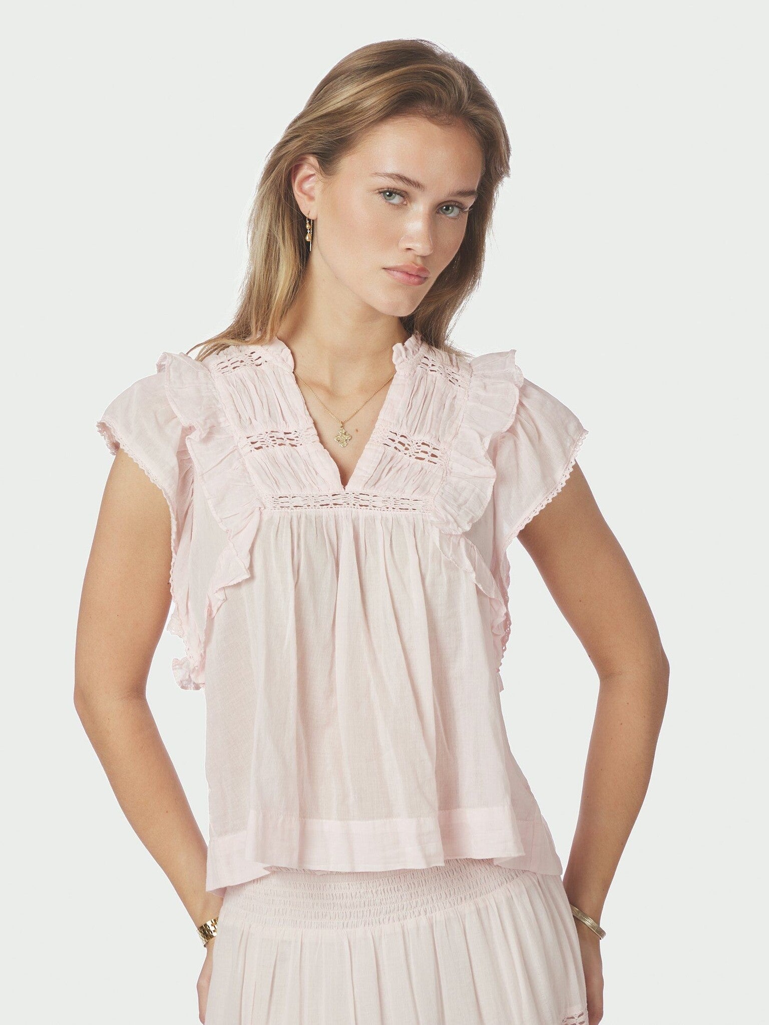 Neo Noir Blouse Jayla s Voile 159881 - Light Pink