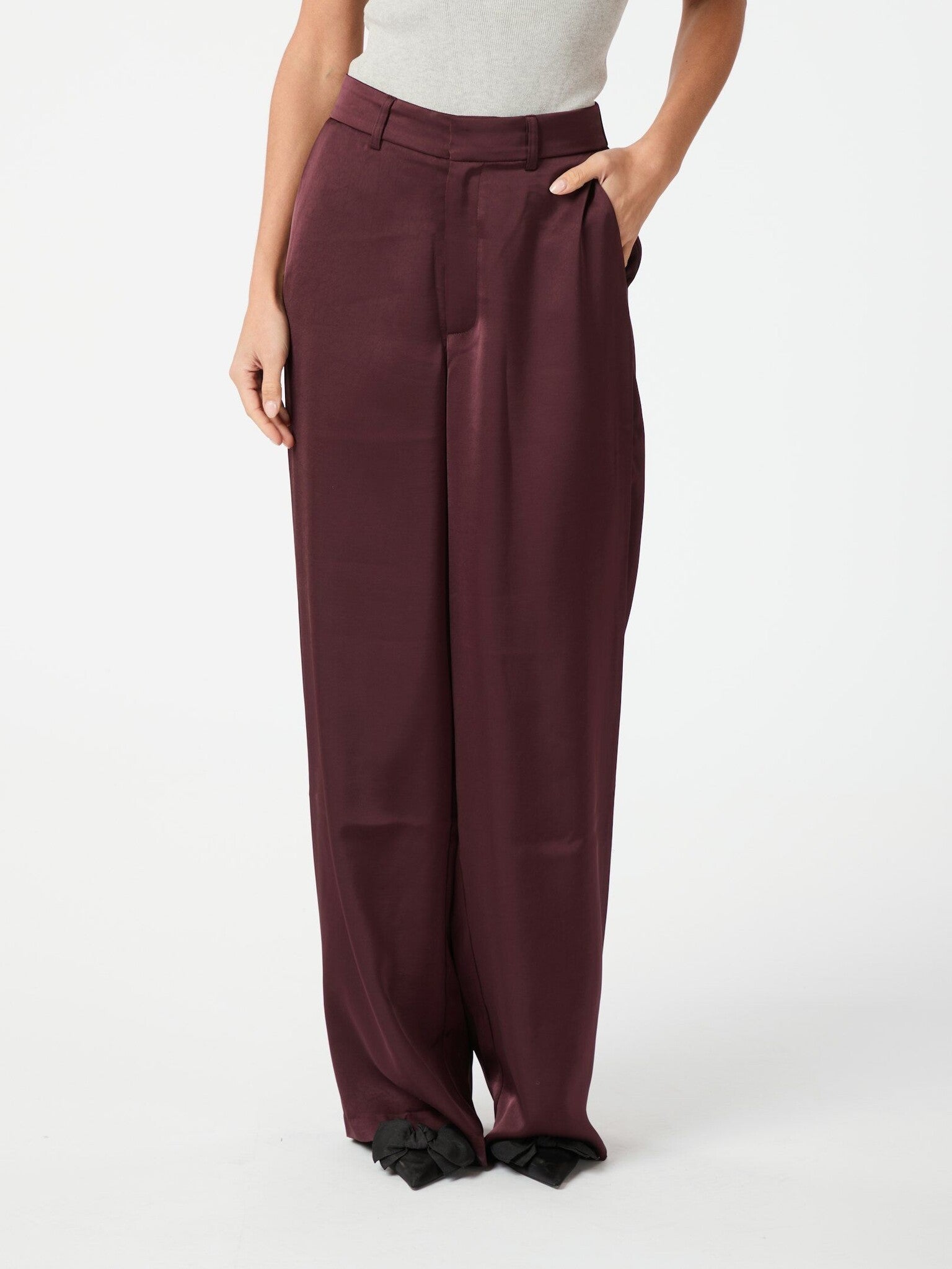 Neo Noir Satijne broek Emmett Heavy Sateen Pas 164136  - Burgundy