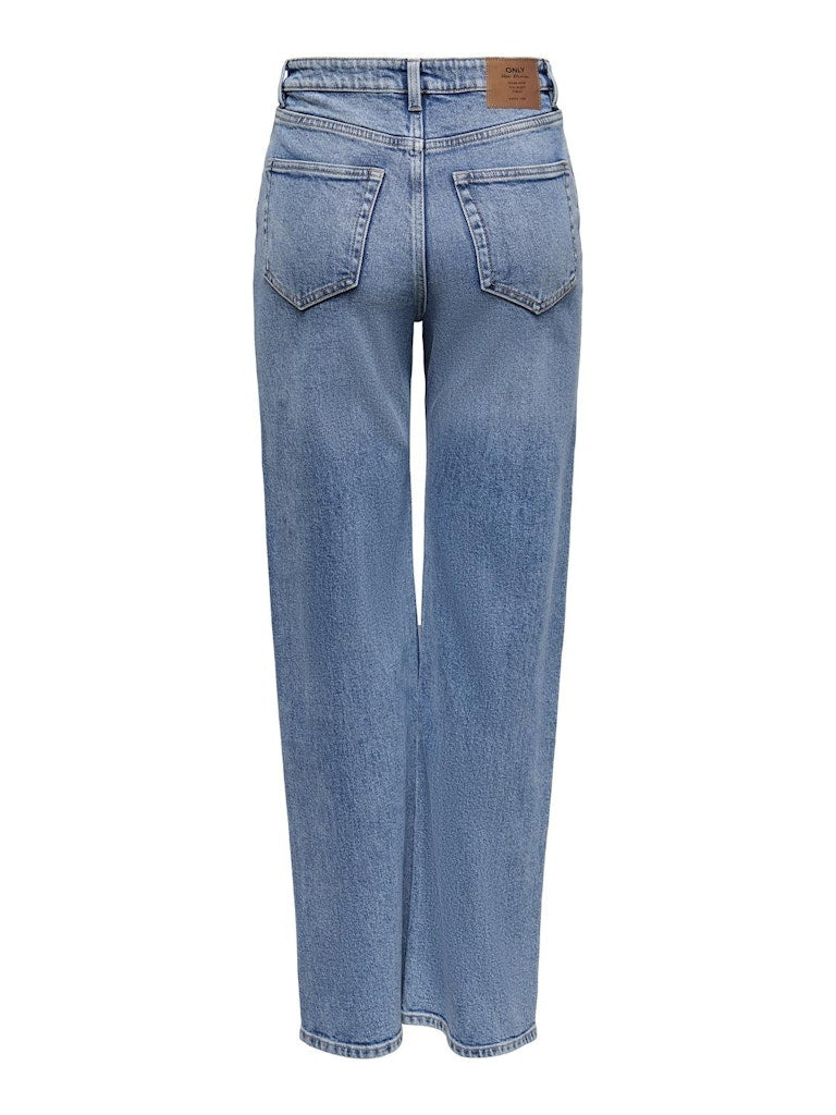 Only Jeans 15234743 ONLJUICY HW WIDE LEG REA365 NOOS - Medium Blue