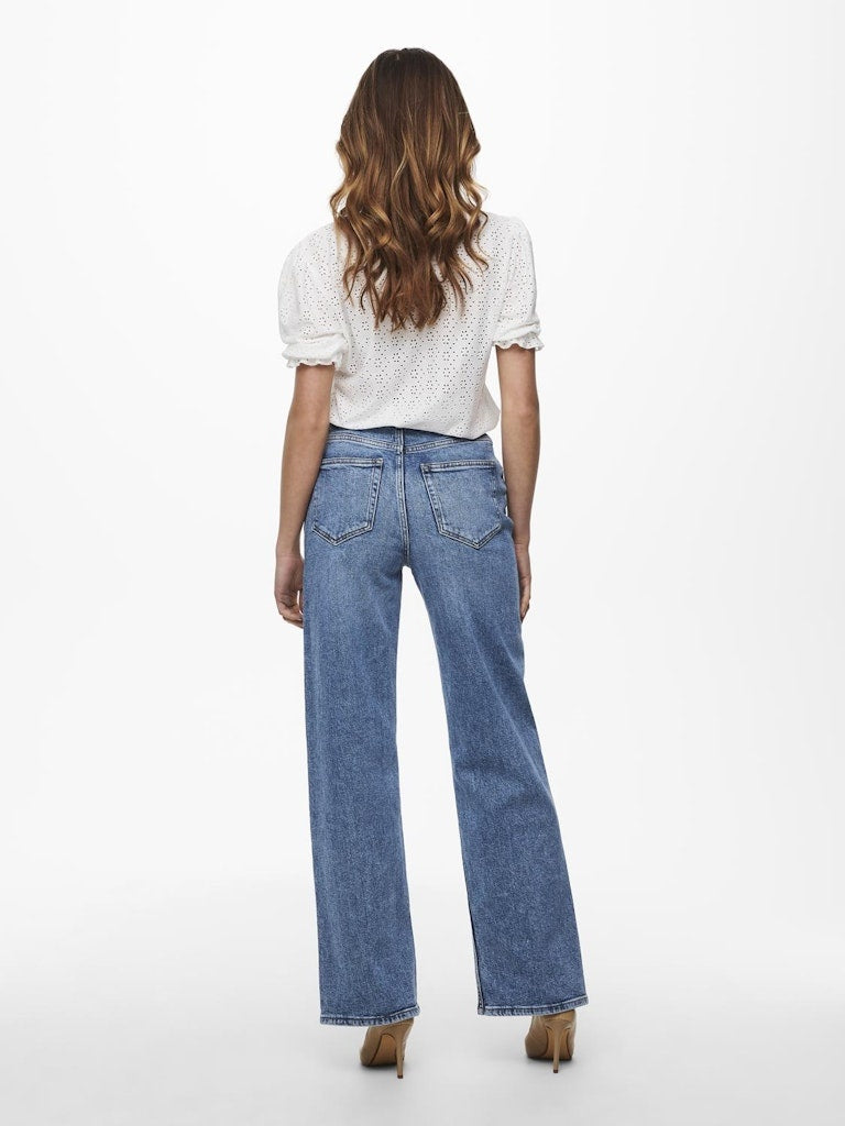 Only Jeans 15234743 ONLJUICY HW WIDE LEG REA365 NOOS - Medium Blue