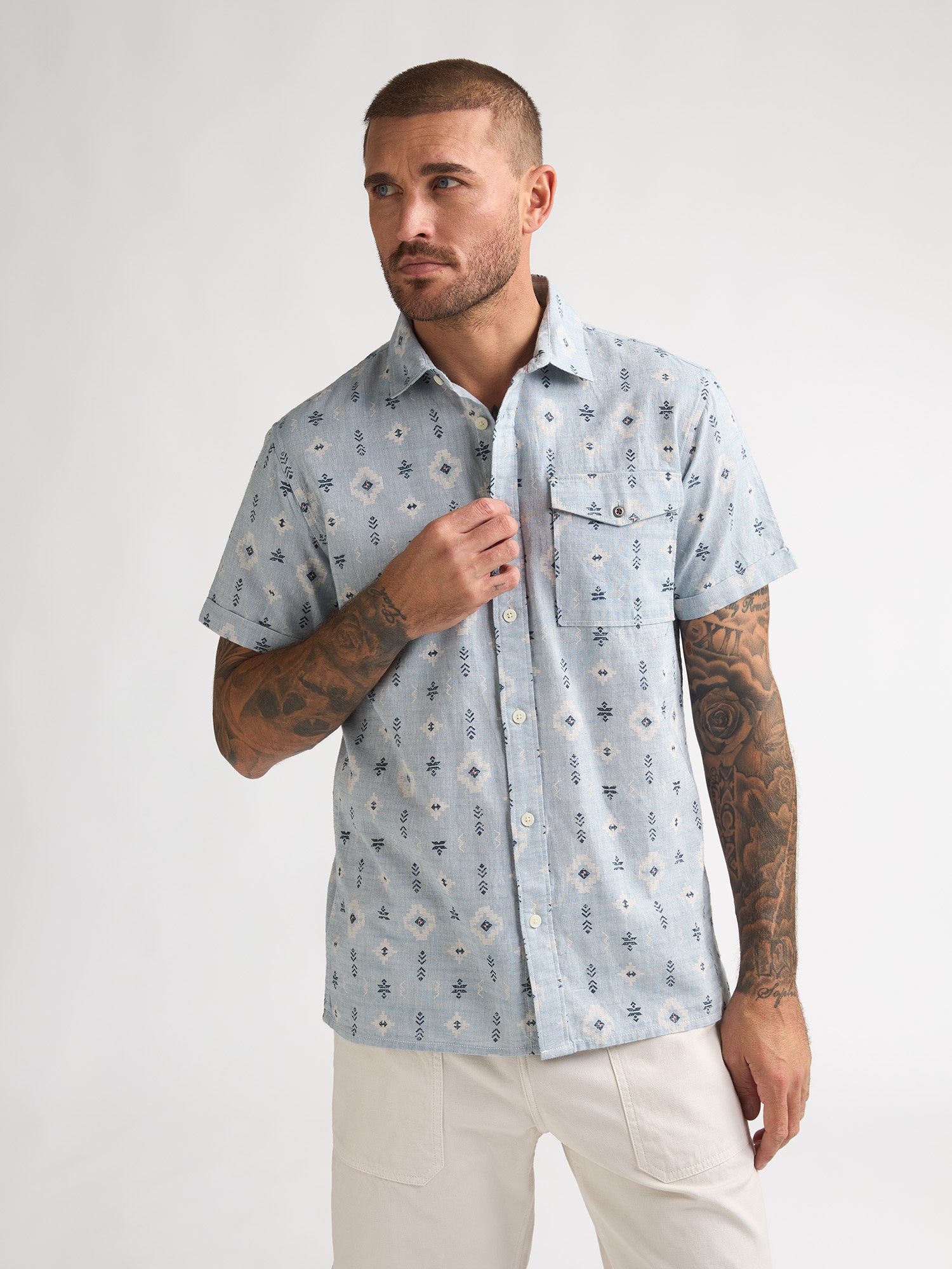 Petrol Shirt M-1060-SIS412 - 5195 Marble Blue