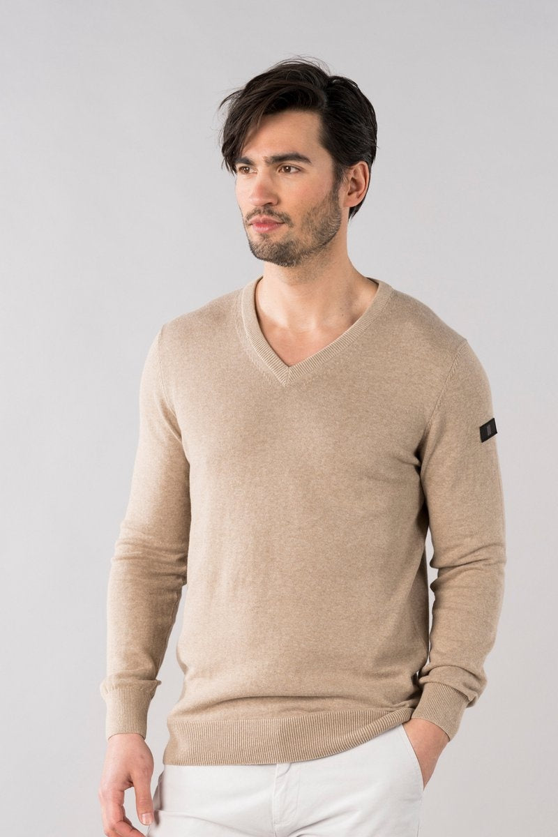 Presly & Sun V-hals Trui Pullover PS-Al Knitted - Taupe