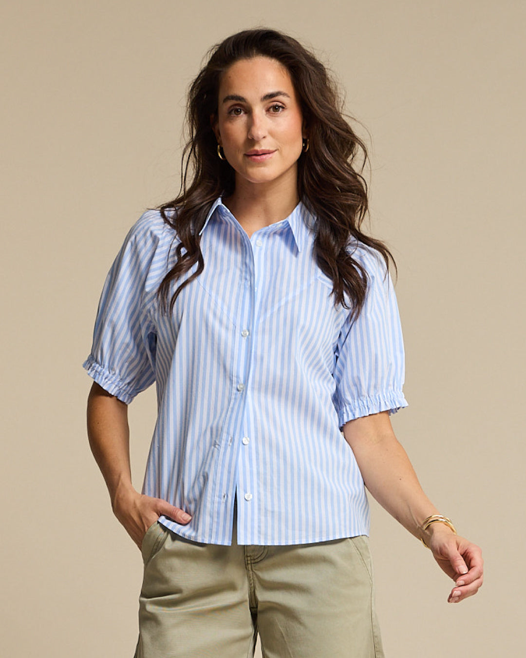 Red button Blouse Victoria SRB4983 - 179 Light Blue 