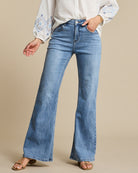 Red button Flared Jeans Brielle SRB4842 - Light Stone