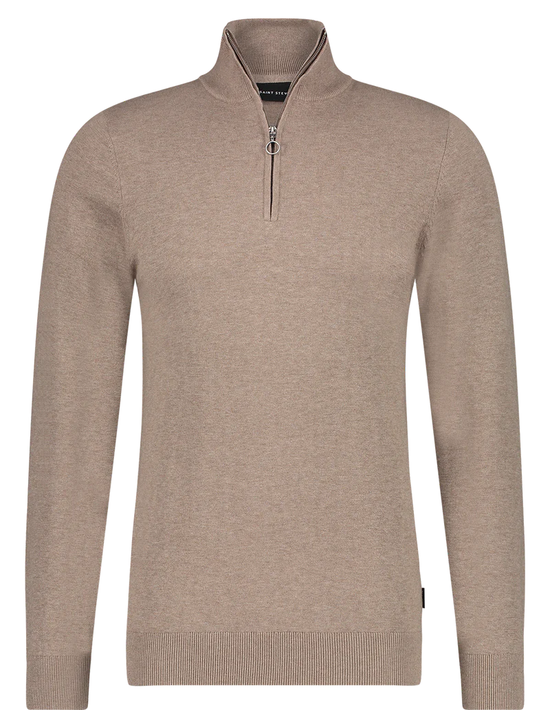 SAINT STEVE Trui Half Zip 19480 - Taupe Melange