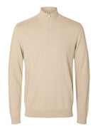 selected Half Zip Trui SLHBERG 16074687 - Oatmeal