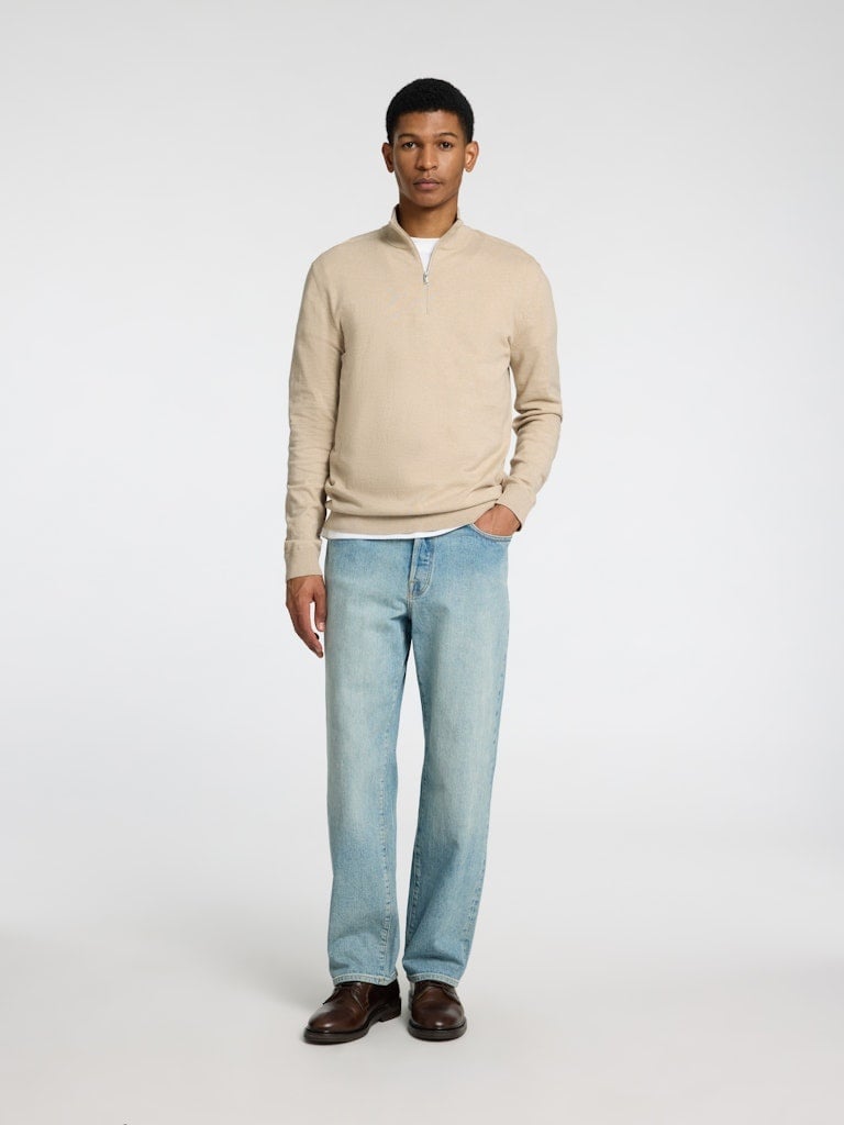 Selected Trui Half Zip 16074687  Oatmeal 