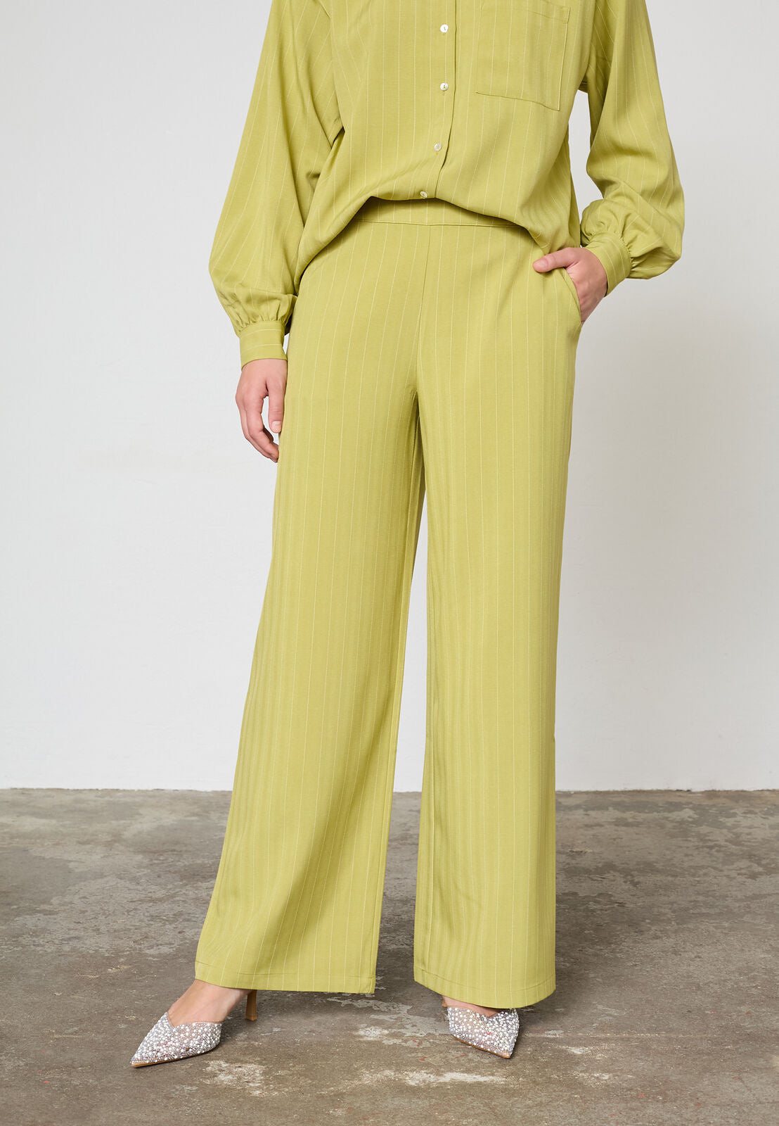 Sisters Point Broek Verina-Pa6 19503 - 330 Lime Pinstripe