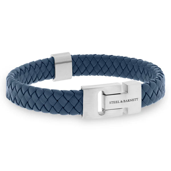 Steel & Barnett Leren Armband LBH/006 - Jeans Blue