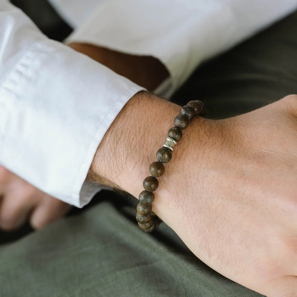 Steel & Barnett Ronde Edelsteen Armband SBB/011 - Matt Bronzite