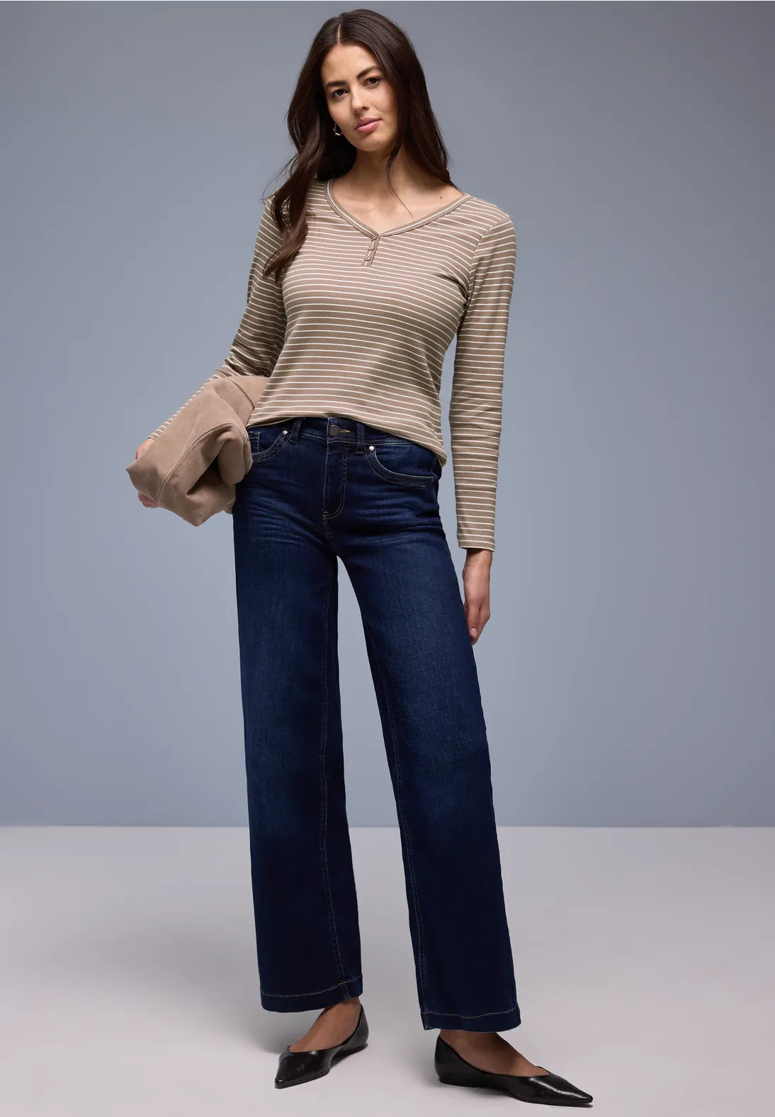 Street one printed shirt w.rounded v-neck - 27462