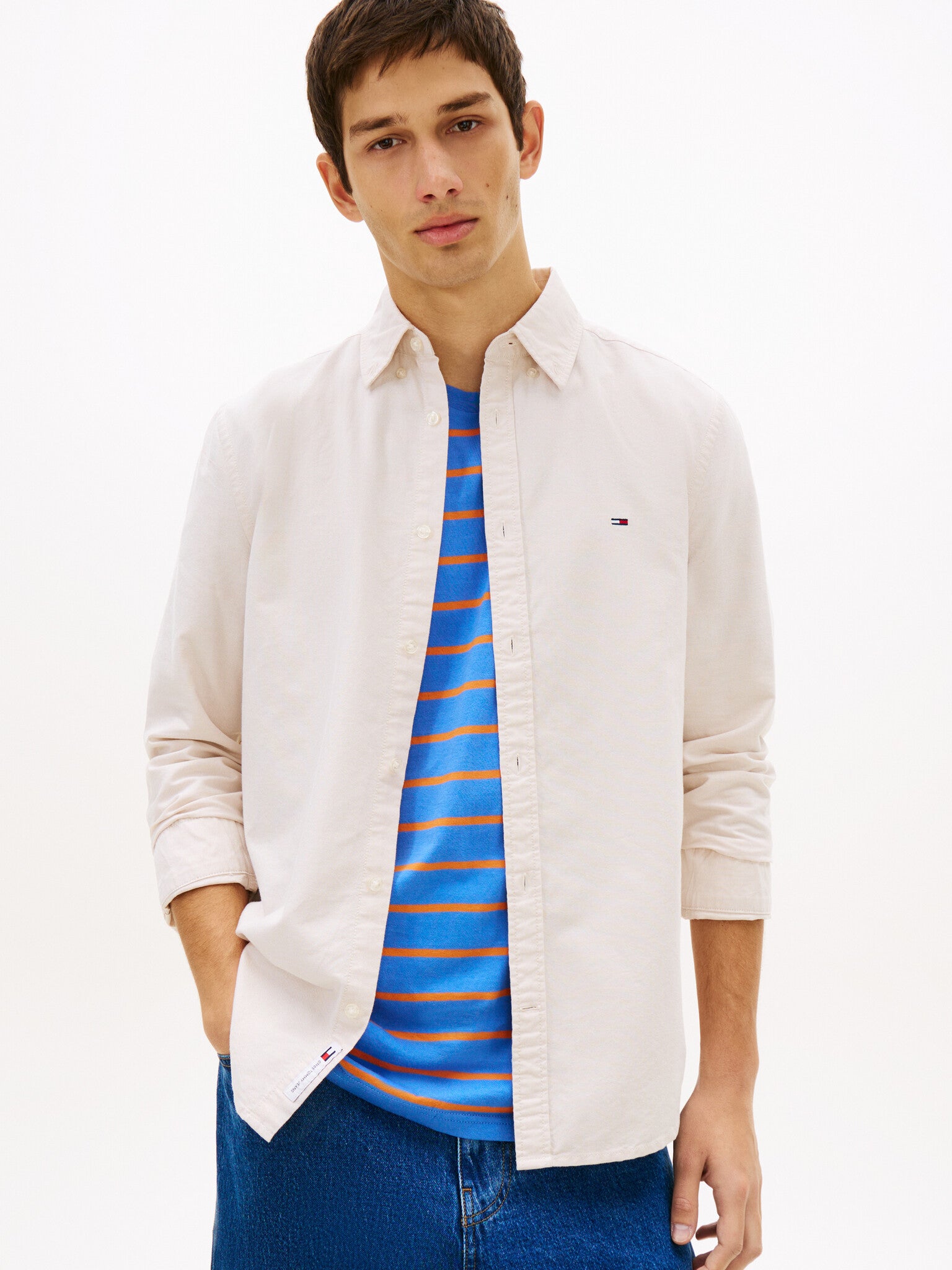 Tommy Hilfiger Overhemd Met Lange Mouw DM0DM21298 - AES White Clay