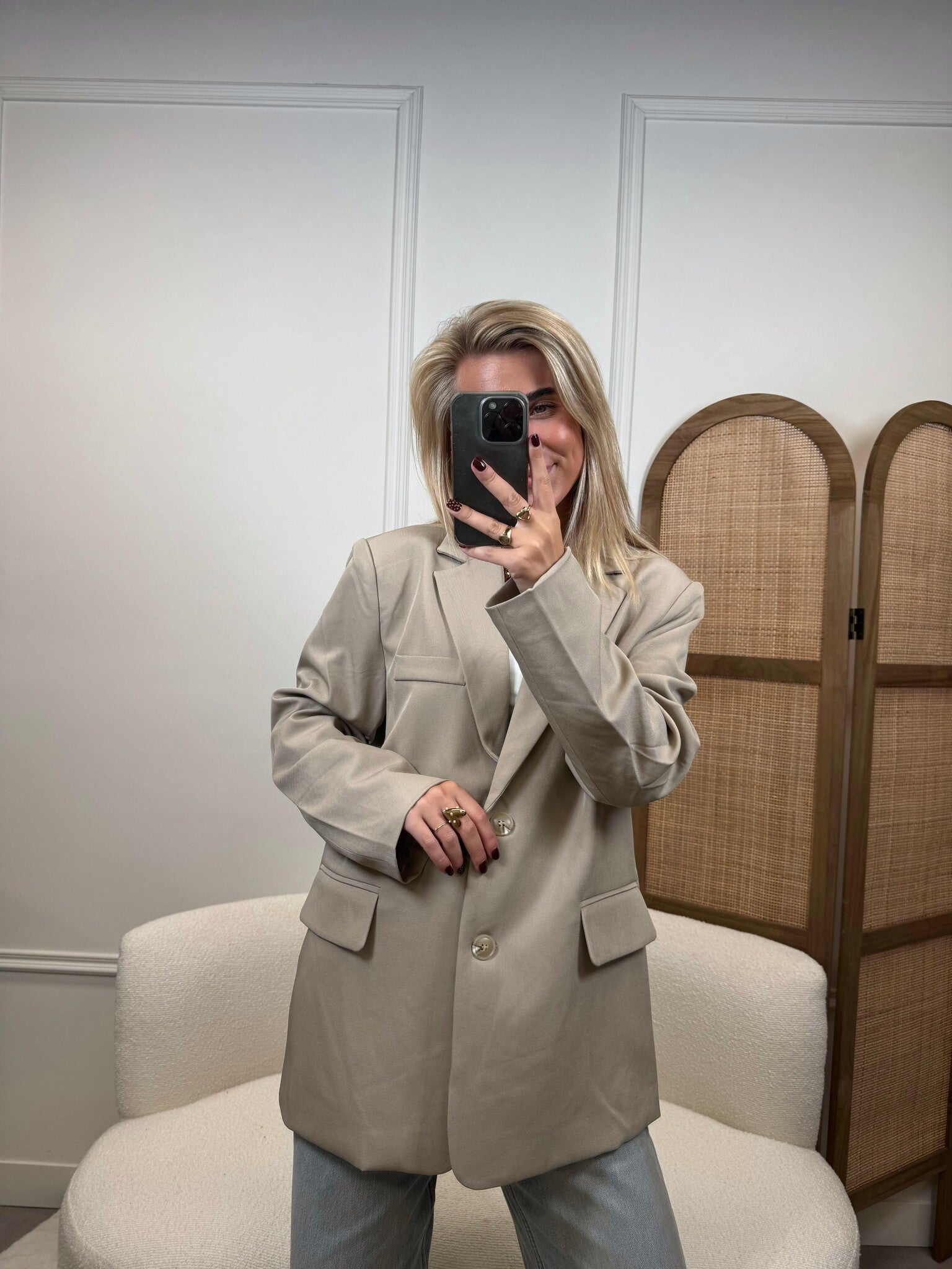 Turquoise By Daan Blazer Met Paspelzakje W24737-25 - Beige