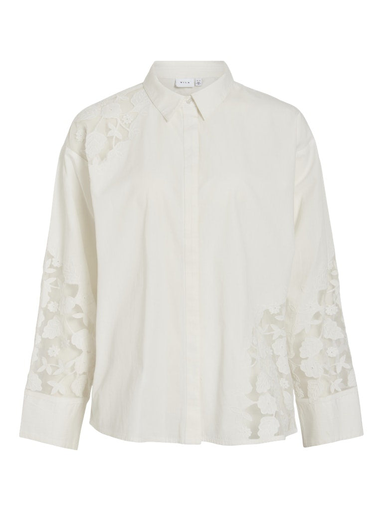 Vila Blouse VICAMINA L/S LACE 14111093 - Snow White