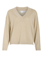 Vila Trui VIGINNY V-NECK GLITTER 14110464 - Frosted Almond